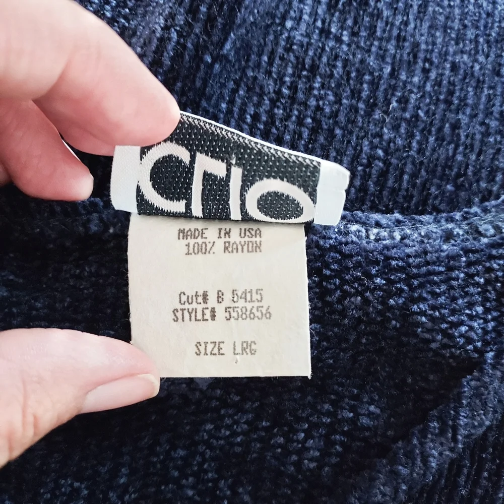 Clio Blue Chenile Knit Long Sweater Size Large